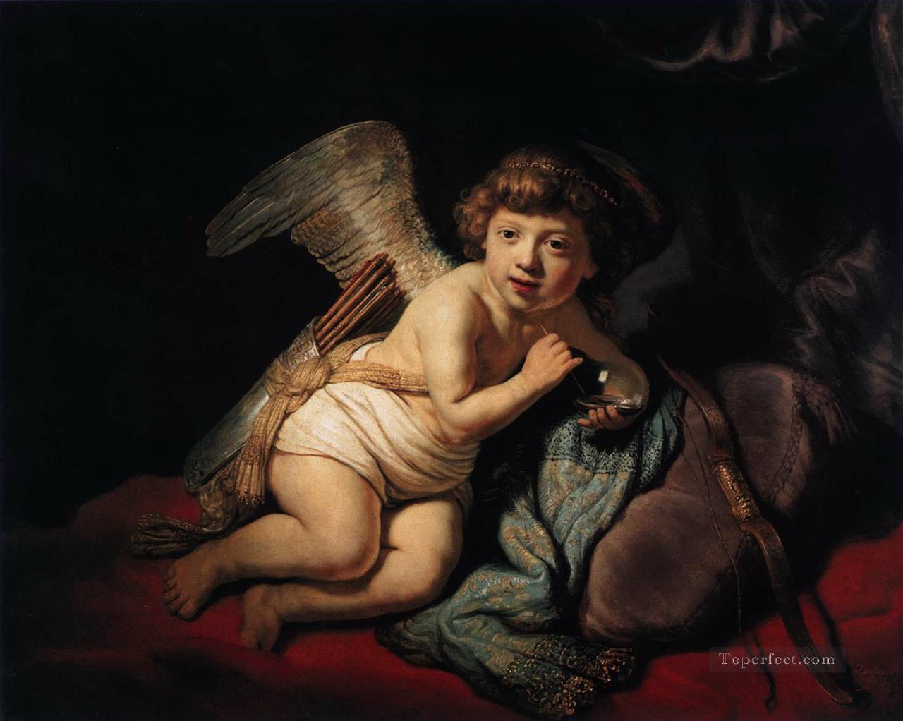 Cupido Soplando Pompas De Jabón Rembrandt Pintura al óleo